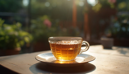 Nature heat brings freshness to coffee mug generated by artificial intelligenceの素材