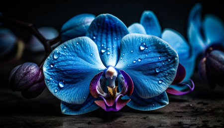 Fresh moth orchid blossom, wet with dew generated by artificial intelligenceの素材