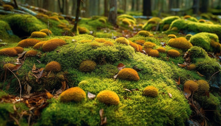 Tranquil autumn footpath, leaves crunch underfoot generated by artificial intelligenceの素材