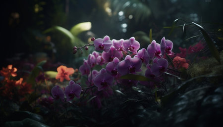 Fresh pink orchid blossom in underwater reef generated by artificial intelligenceの素材