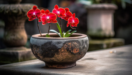 Fresh green leaves adorn potted plant vase generated by artificial intelligenceの素材