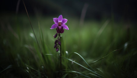 Vibrant wildflowers bloom in rural meadow scene generated by artificial intelligenceの素材