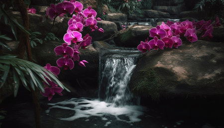 Tranquil scene of purple orchid in motion generated by artificial intelligenceの素材