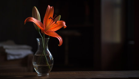 Fresh bouquet on rustic wood table indoors generated by artificial intelligenceの素材