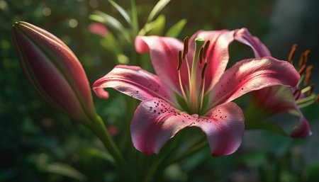 Vibrant flowers bloom in nature beauty generated by artificial intelligenceの素材