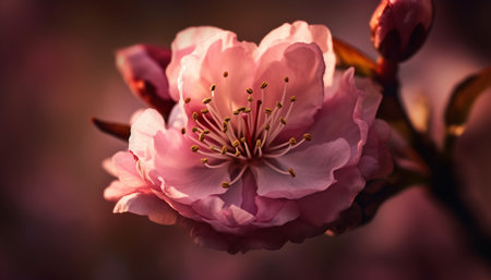 Cherry blossom in bloom, vibrant pink beauty generated by artificial intelligenceの素材