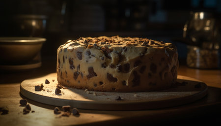 Sweet homemade dessert on rustic wooden table generated by artificial intelligenceの素材
