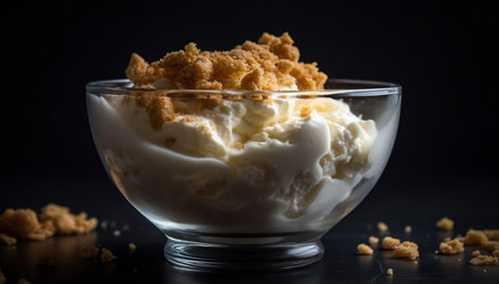 Healthy yogurt bowl with fresh fruit and granola generated by artificial intelligenceの素材