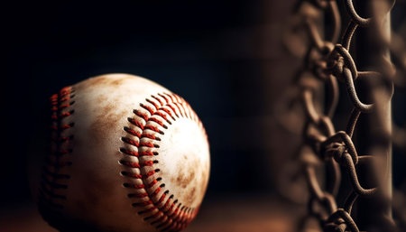 Playing baseball with old, dirty equipment generated by artificial intelligenceの素材