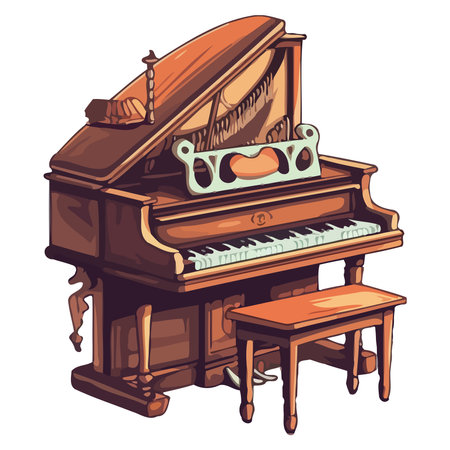 antique grand pianoのイラスト素材
