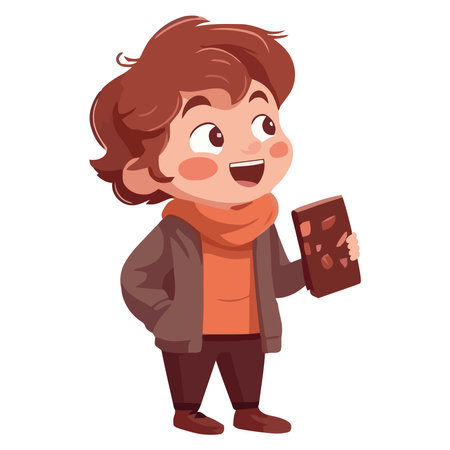 Cute boy reading bookのイラスト素材