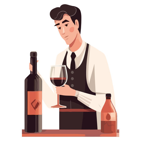 Man drinking red wineのイラスト素材