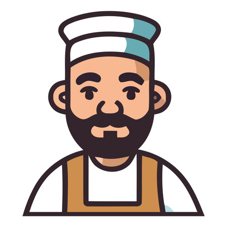 Cheerful chef in uniform with cute smileのイラスト素材