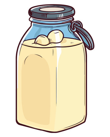 Refreshing yellow fruit drink in glass containerのイラスト素材