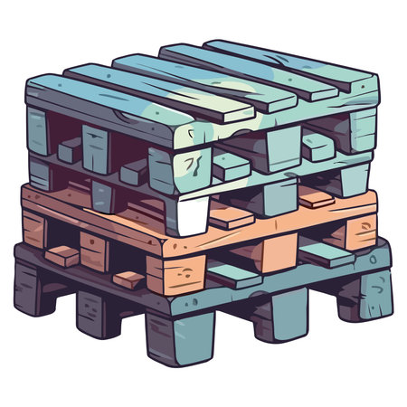 Stacked cargo containersのイラスト素材