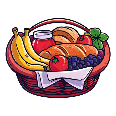 Fresh fruit basketのイラスト素材
