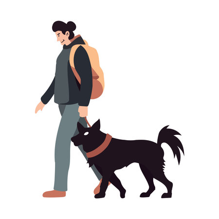 Walking with my best friend, my dogのイラスト素材