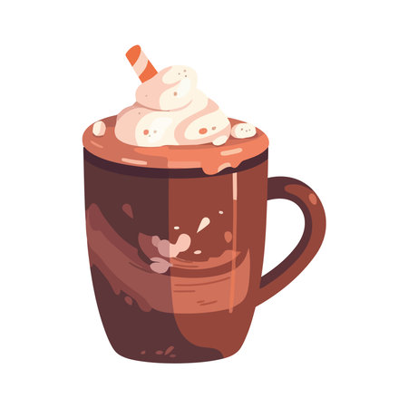 Whipped cream and chocolate frothy cappuccinoのイラスト素材