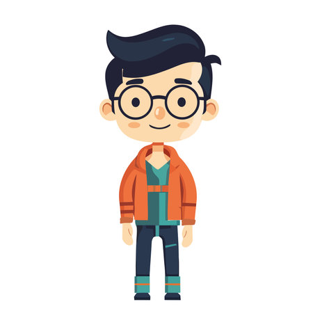 Smiling schoolboy, standing with avatarのイラスト素材