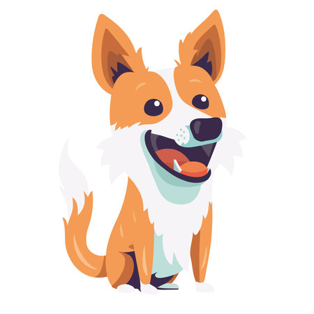 Cute terrier puppy sitting, smiling and playfulのイラスト素材