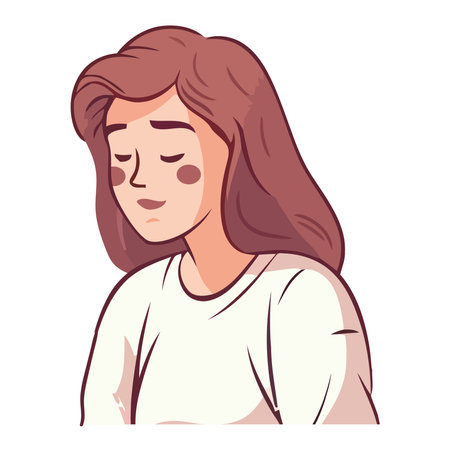 Cute cartoon woman portrait smilingのイラスト素材