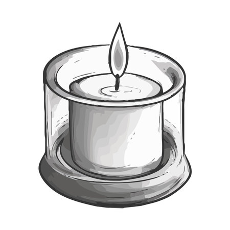 Burning candle, spiritual decorationのイラスト素材