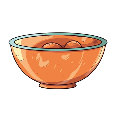 Fresh food in a cute bowl illustrationのイラスト素材