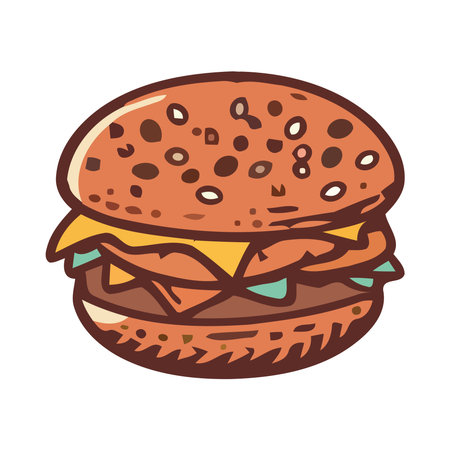 Gourmet burger icon grilled meatのイラスト素材