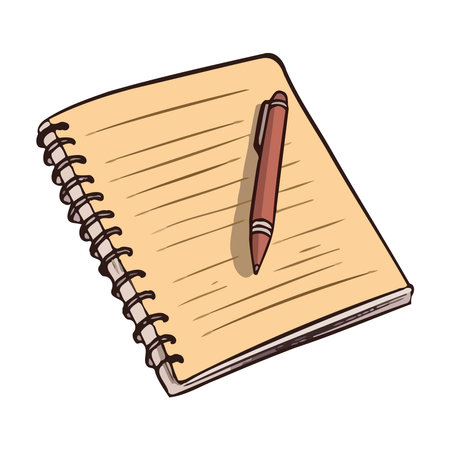 Yellow notebook page with fountain pen designのイラスト素材