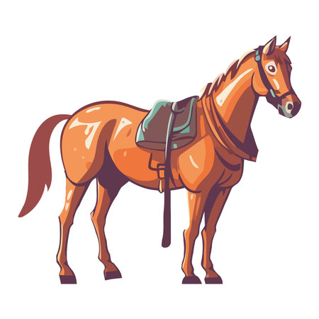 brown stallion portrait equestrian competitionのイラスト素材