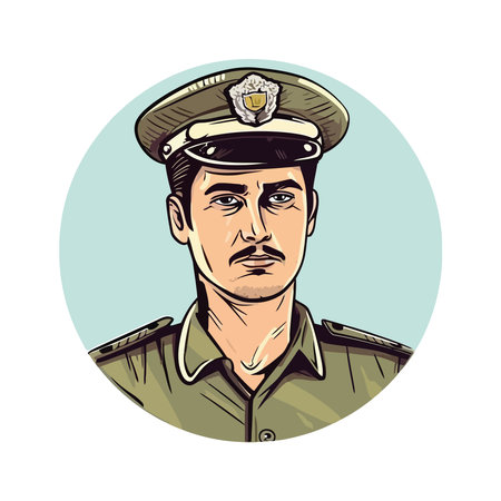 Police officer in uniform, looking at cameraのイラスト素材