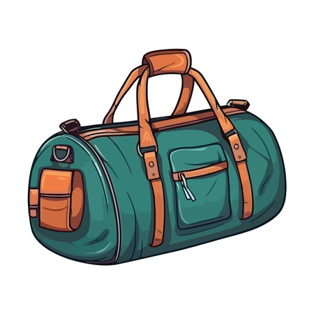 Travel adventure with leather backpackのイラスト素材