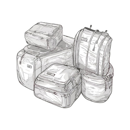 Hand drawn sketch of a luggage for travelのイラスト素材