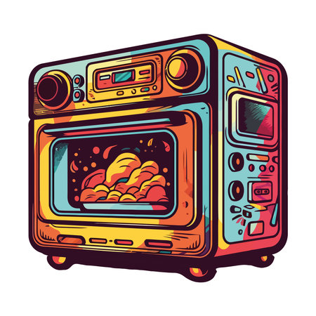 kitchen equipment heats up meal with electricityのイラスト素材