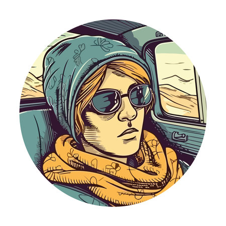Fashionable young adults wear sunglasses in travelのイラスト素材