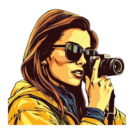 woman photographer holding camera, capturing beauty