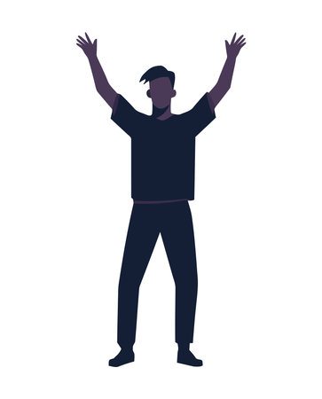 Silhouette man gesturing triumph with arms raisedのイラスト素材