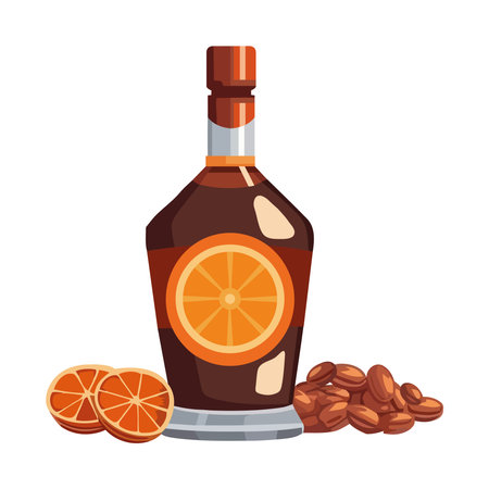 Organic orange juice in glass bottle designのイラスト素材