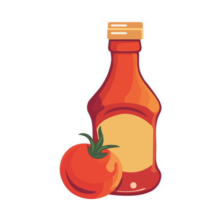 Fresh organic tomato juice in glass bottleのイラスト素材