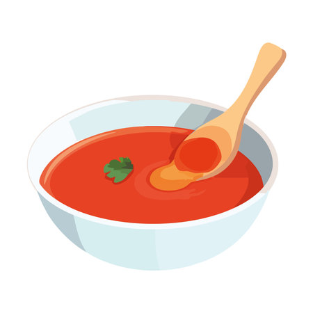 Fresh soup with organic tomato and parsleyのイラスト素材