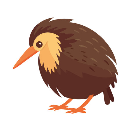 Cute kiwi bird mascot with brown feathersのイラスト素材