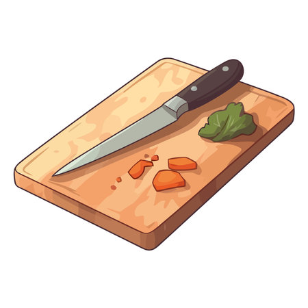 Fresh vegetables sliced on cutting boardのイラスト素材
