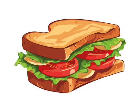 Freshly sandwich on ciabatta with vegetablesのイラスト素材