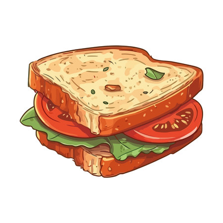 Fresh mozzarella sandwich, a refreshing lunch choice.のイラスト素材