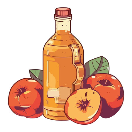 Fresh organic fruit and juice bottleのイラスト素材