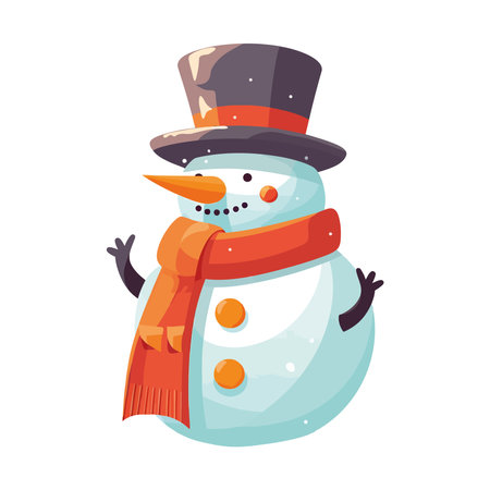 Smiling snowman in top hatのイラスト素材