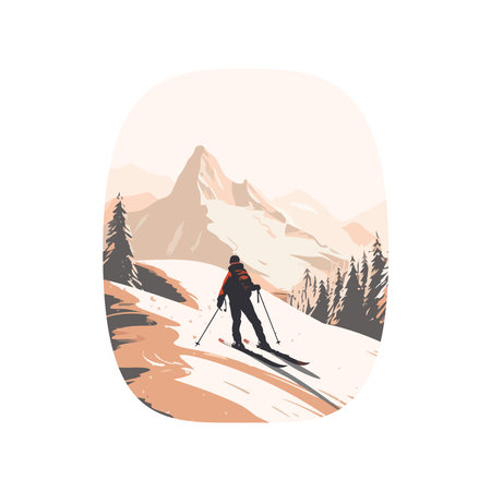 Man hike to mountain peakのイラスト素材