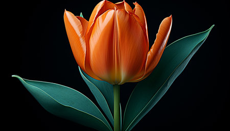 A vibrant tulip blossom, symbol of love, in nature beauty generated by artificial intelligenceの素材