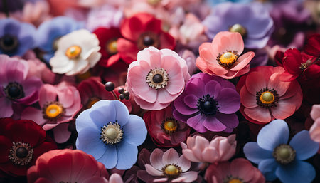 A vibrant bouquet of colorful flowers brings love and beauty generated by artificial intelligenceの素材