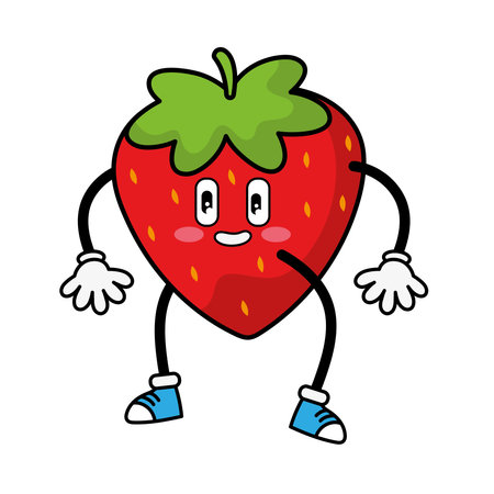 fruit cartoon character strawberryのイラスト素材